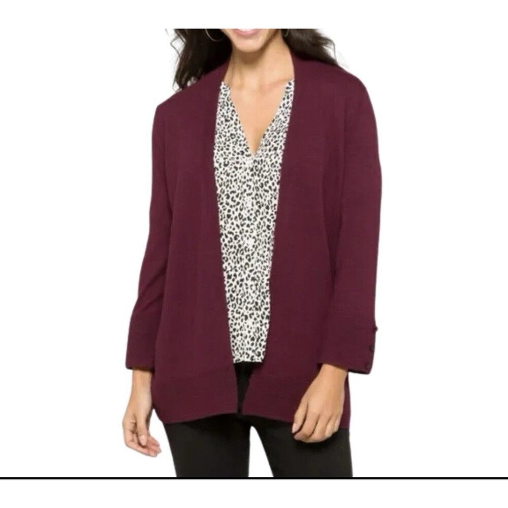 EVOLUTION by Cyrus Stitch Fix Myna Button Sleeve Cardigan Burgundy Women's Small